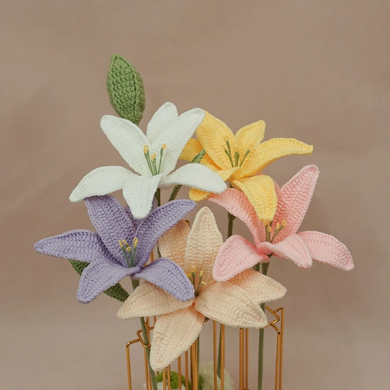 

1pc Artificial Flowers Finished Lilies Hand-woven Simulated Bouquets Home Living Room Furniture Decorative Accessories