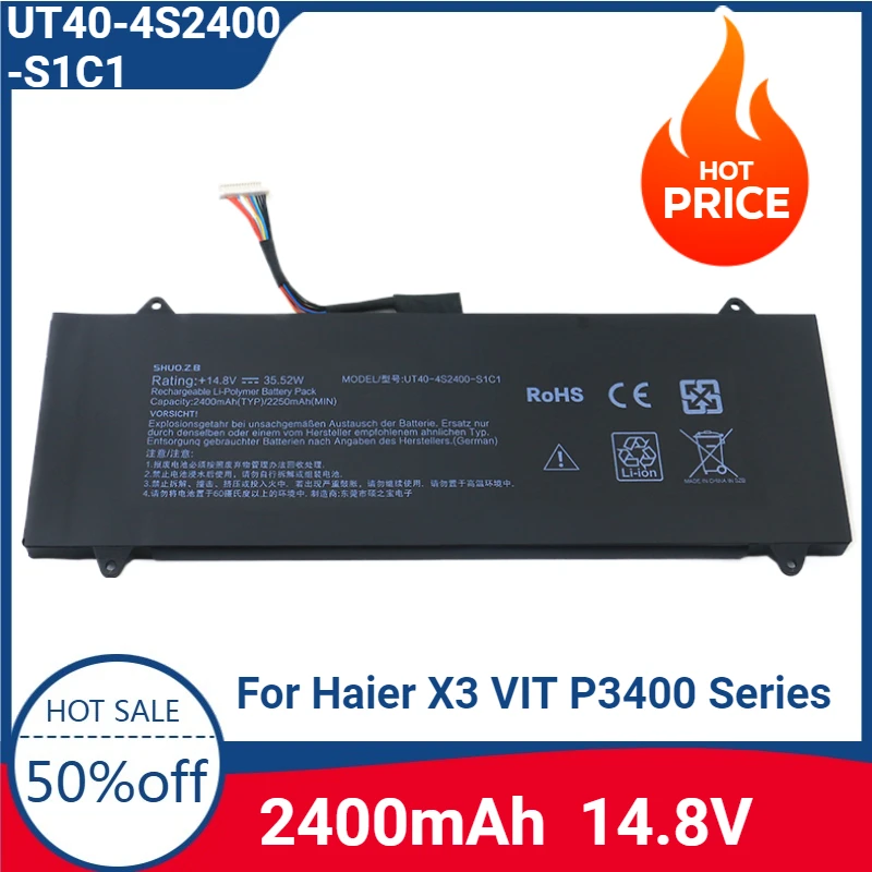 New High-quality UT40-4S2400-S1C1 Laptop Battery for Haier X3 VIT P3400 Series X3-I33217G40532RDUS 14.8V 35.52Wh 2400mAh