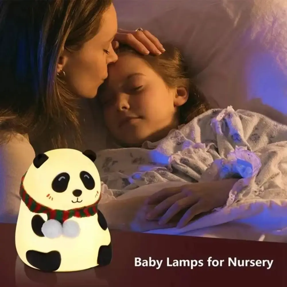 

Cute Color Changeable Panda Night Light Panda Patting Silicone Panda Desk Lamp LED Pat Dimmable Table Lamp Children Holiday Gift