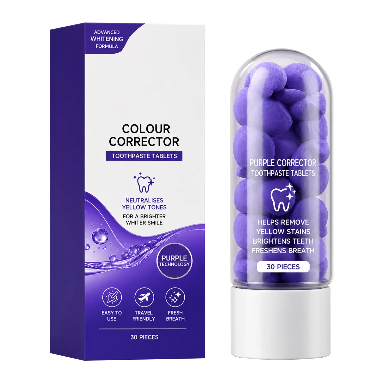 Purple Whitening Toothpaste Remove Stains Reduce Yellowing Teeth Color Correcting Brightening Repairing Fresh Breath Gums Care