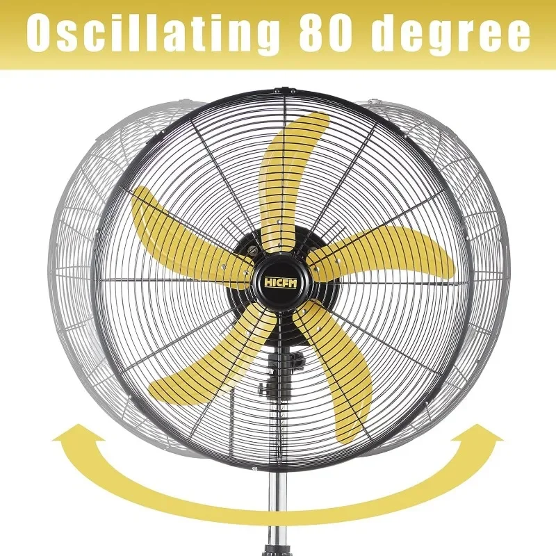 5000 CFM 20 inch High Velocity Pedestal Oscillating Fan with Powerful 1/5 Motor, 9ft Power Cord, Oscillation, Metal Body with