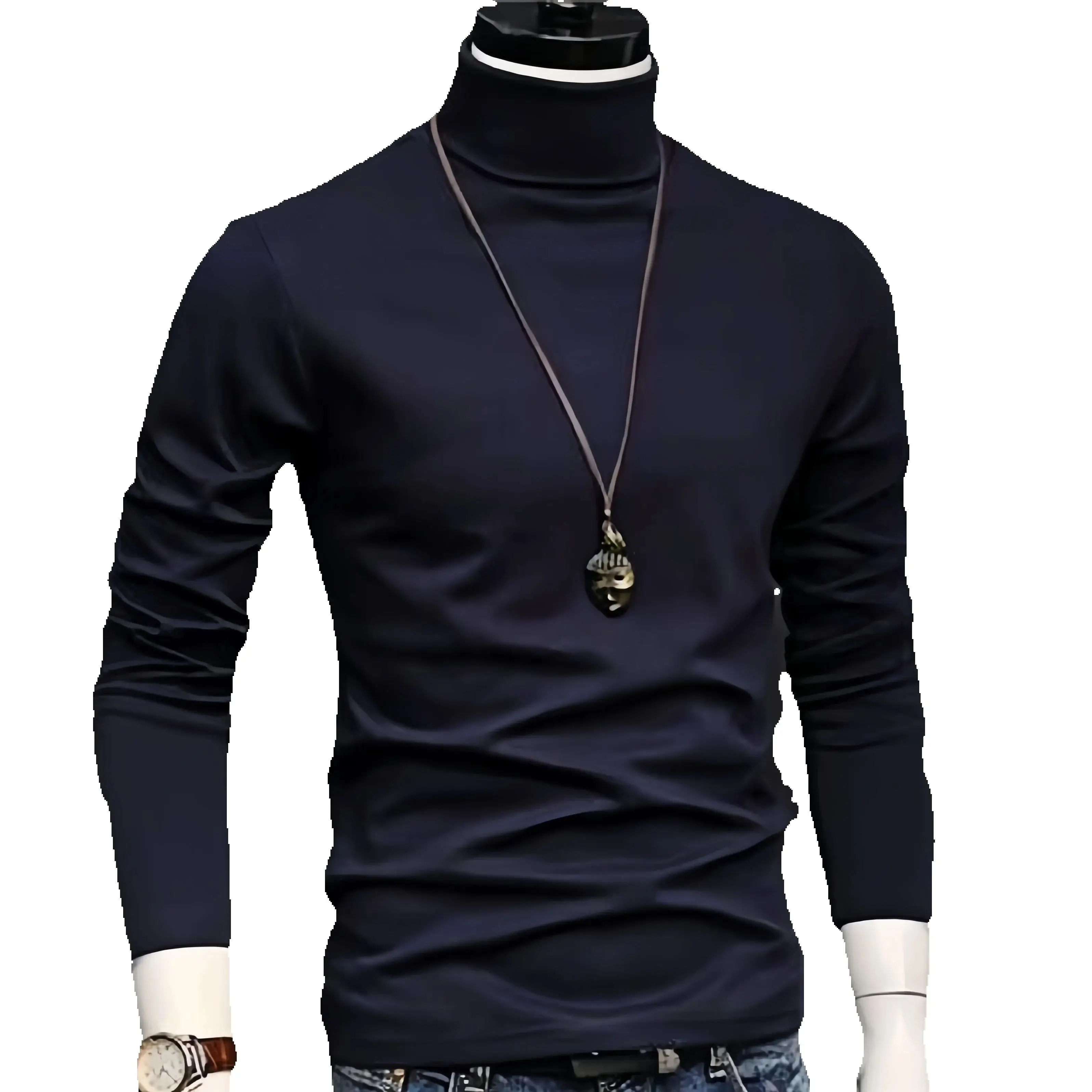 Męska ultra termiczna koszulka bazowa z długim rękawem, ocieplana polarem, z wysokim kołnierzem, zimowa bielizna, koszulka bazowa na ekstremalnie zimną pogodę.