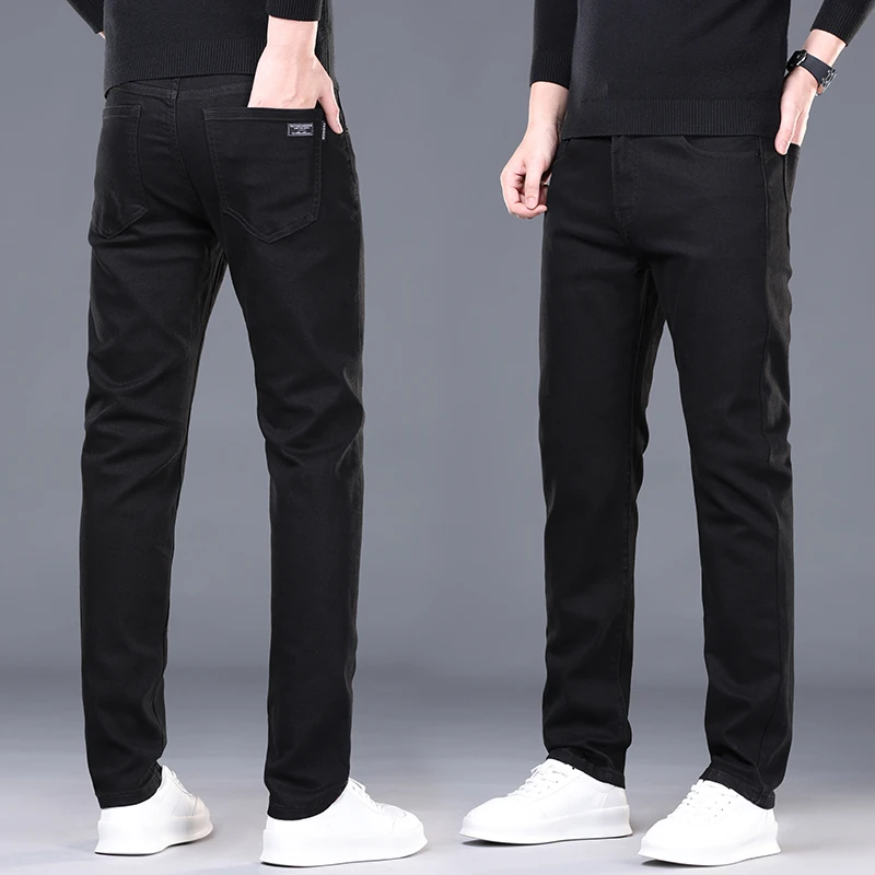 Spring and Summer New Men's Jeans Simplified Korean Edition Slim Fit Straight Leg Versatile Shaped Mid Waist Elastic Men's Jeans