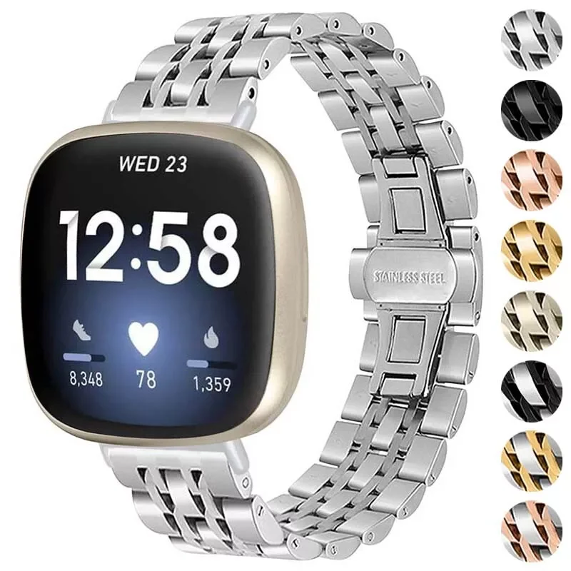 Stainless Steel Metal Bracelet Band For Fitbit Versa 3 Sense Watch Strap Loop For Fitbit Versa 4/Sense 2 Replacement Accessories