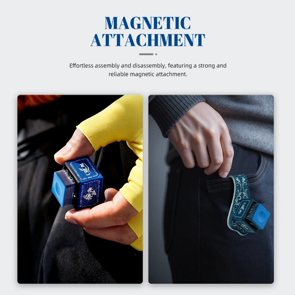 큐를 위한 사각 가죽 각인 자석 지지대가 있는 크리컬 당구 초크 홀더, 무소음 당구 액세서리