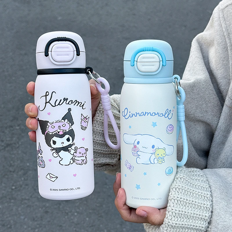 1pc HelloKitty Stainless Steel Thermos 500ml - One Lid, Two Drinking Modes, Pop-Up Lid with Portable Handle for Travel & Sports