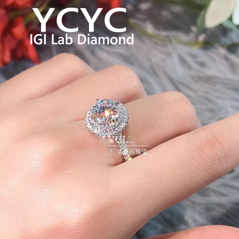 

Круглая огранка D Цвет CVD Обращенные в лаборатории бриллиантовые кольца для женщин 18-каратное золото Предложение Свадебные украшения для невесты модные ювелирные изделия оптом ﻿