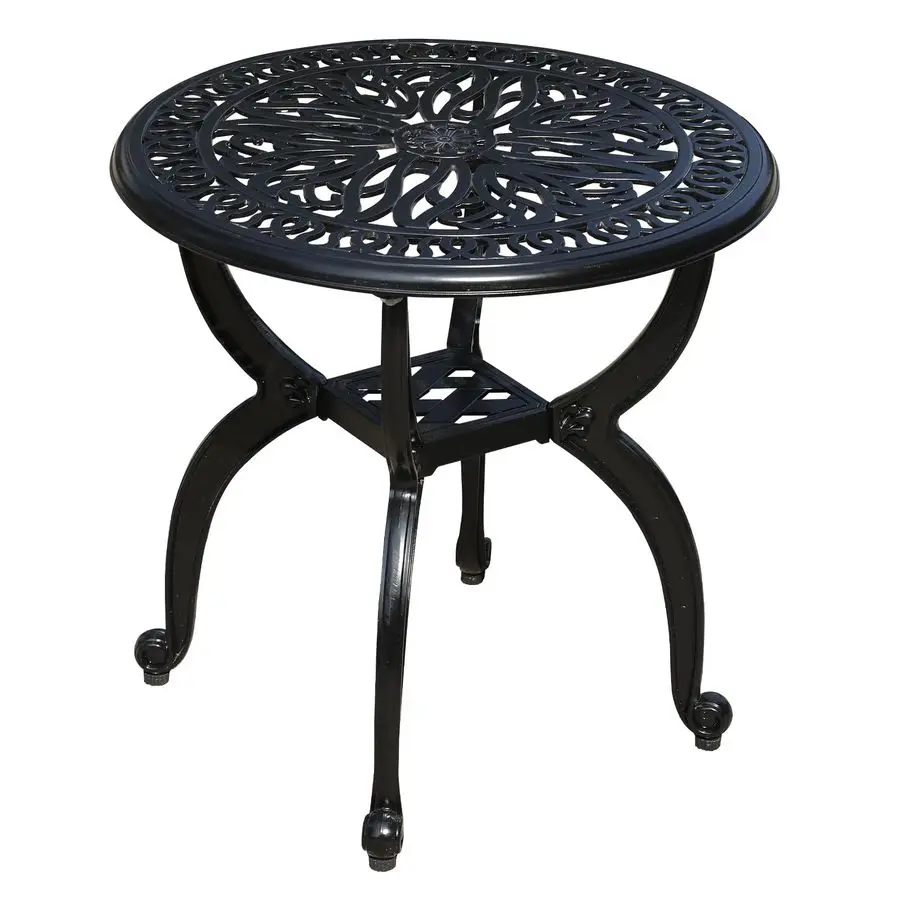 

Aluminum Outdoor Side Table, All Weather Round Small Coffee Table for Patio,Park,Lawn,Yard 18.5 Black