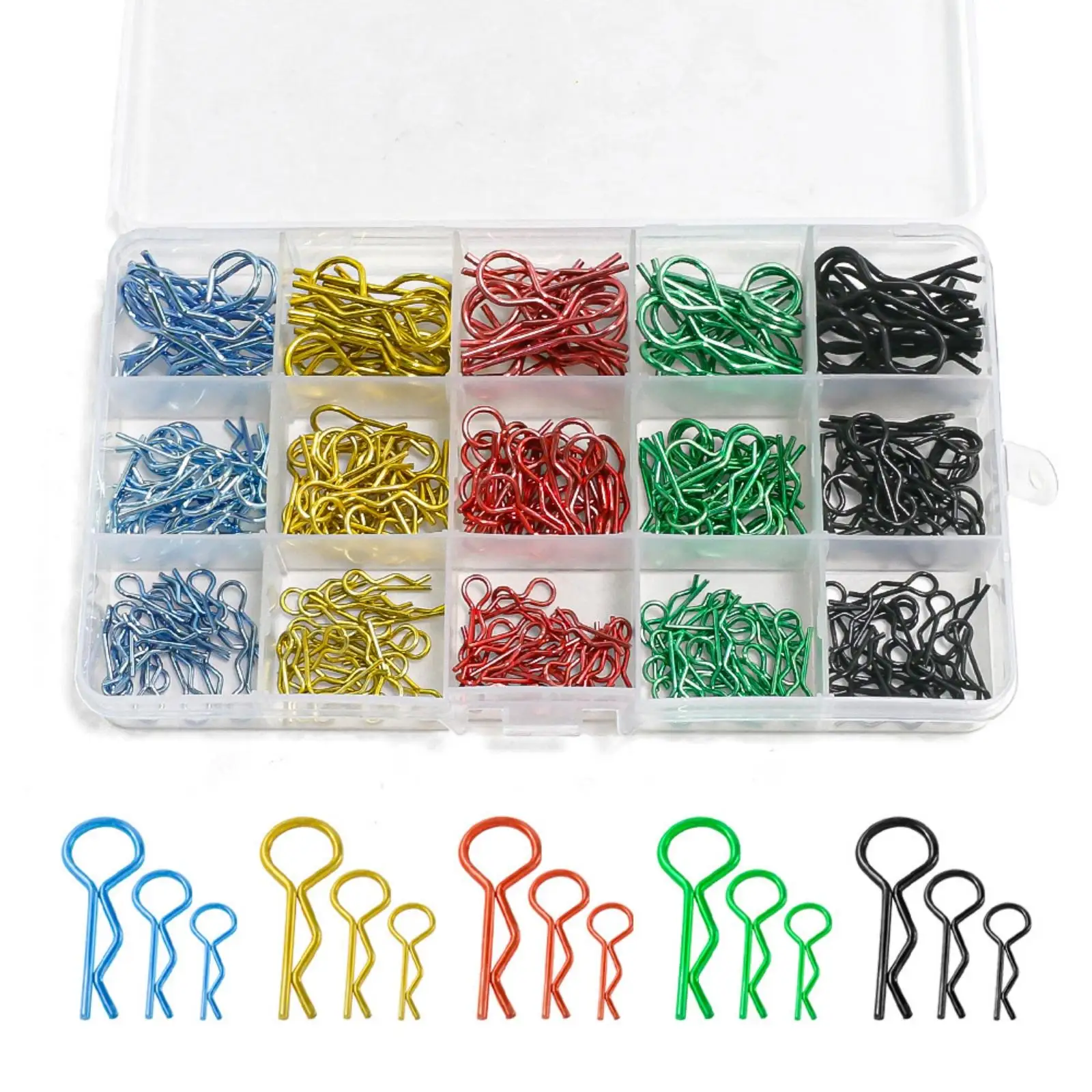 RC Body Clip Organizer R-Shaped Organizer Box with Dividers Hinged