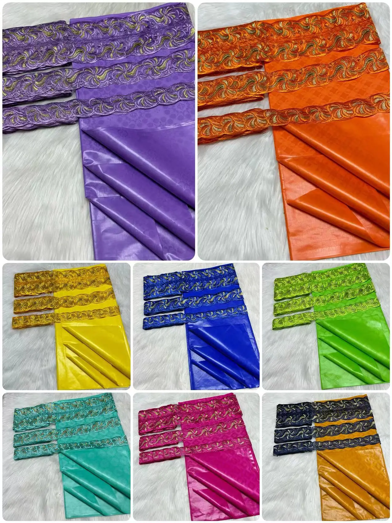 

Новинка 2023 года, 5 ярдов, высококачественная ткань Bazin Rich с вышитыми отделками 15 ярдов, кружево для женского платья, материал Bazin M5-906-1