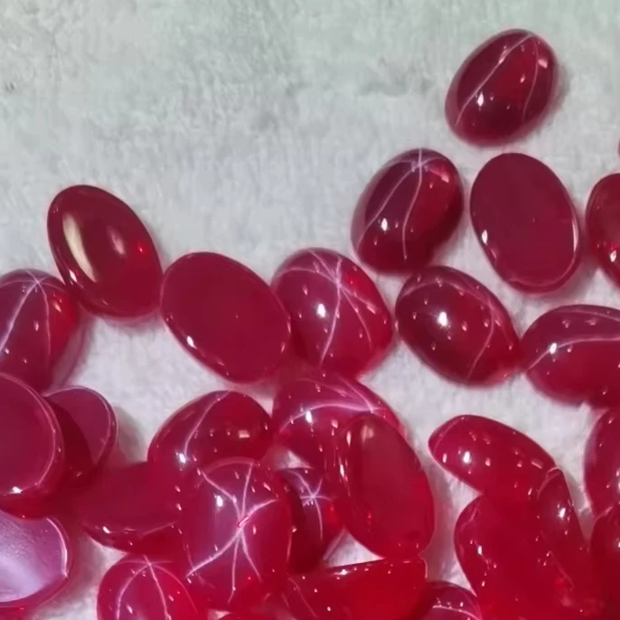 

YZ Jewelry Wholesale Star RUBY Stock 5# Cabochon Synthetic Corundum Loose Gemstone Star Ruby for Bracelet Jewelry Making