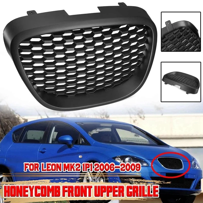 Front Air Grille Front Bar Cooling Grill Honeycomb Mesh Grille Suitable For SEAT LEON MK2 1P1 2006-2009 BPPPGR36 Accessories