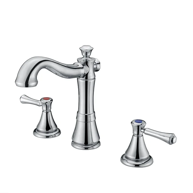 Brass Classical Two Handle Widespread 3 Pieces Bathroom Sink Faucets