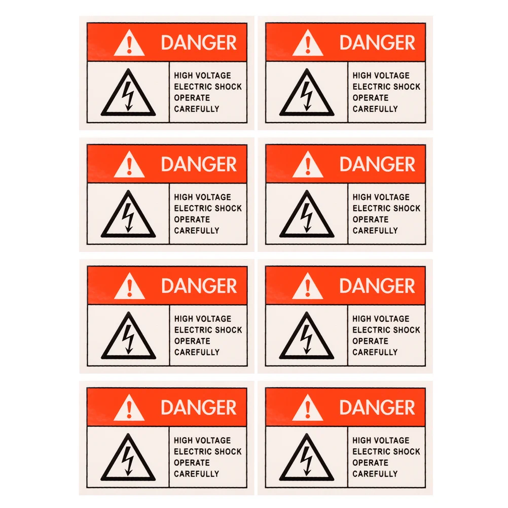 8Pcs High Voltage Warning Signs Clear Visible Electric Shock Labels for Safety Use on Electrical Equipment Decals