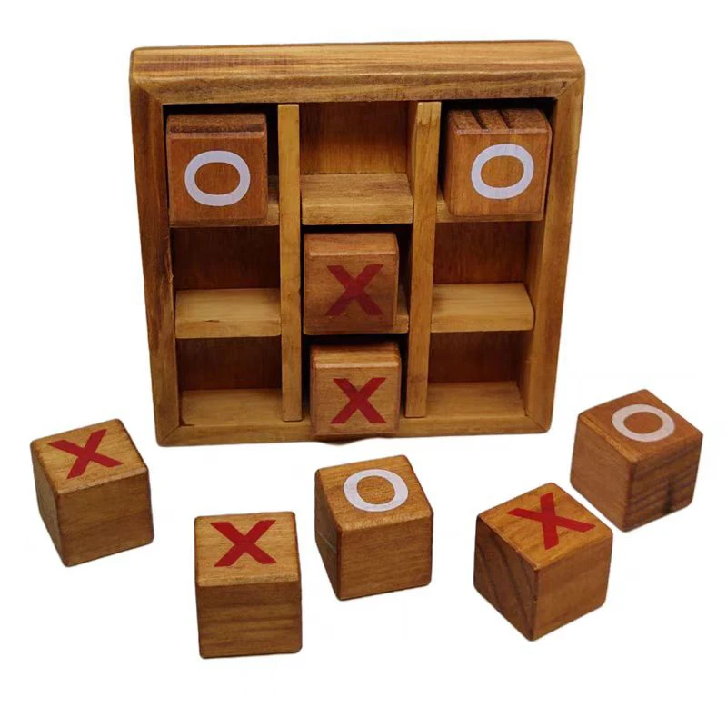 Juego de mesa estratégico Tic Tac Toe de madera, acertijos, desafíos lógicos divertidos, regalos de viaje familiares para niños, adolescentes y adultos