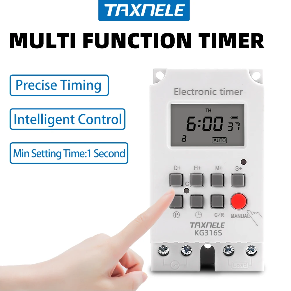 Электронный таймер для освещения KG316S, 7 дней на неделю, программируемое реле времени, интервал 1 секунду, высокая нагрузка 25 А, переменный ток 220 В