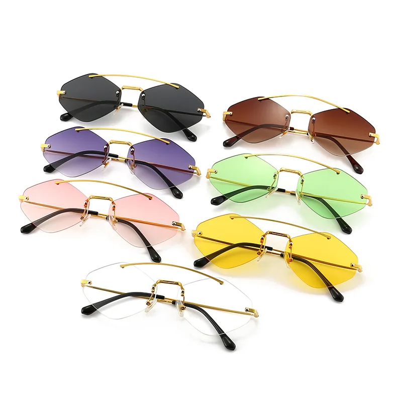 

2023 New Metal Frameless Sunglasses Fashion Women Multi deformation Sunglasses Beach Play Personality
