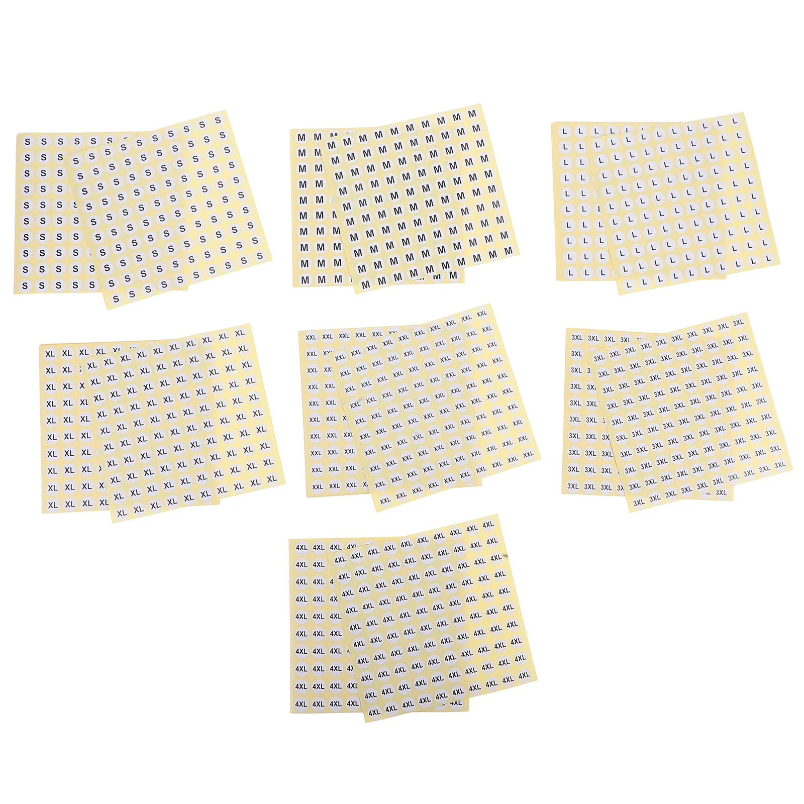 

7000Pcs Garment Size Stickers Clothing Size Round Labels Waterproof High-Definition Print for Stores Shirts Skirts Trousers S to