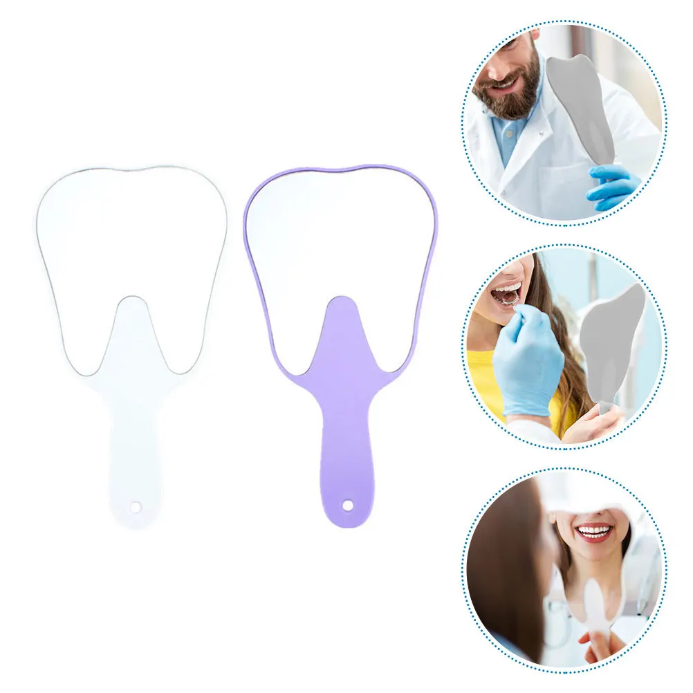 2 Stück tragbare Make-up-Spiegel, zahnförmiger Hand-Mini-Spiegel, kompakter Kosmetikspiegel für den weiblichen Gebrauch, Dentalspiegel