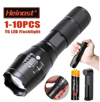 High Power T6 LED Flashlights Camping Torch 5 Light Modes Zoom Light Aluminum Alloys Waterproof Material External 18650 Battery