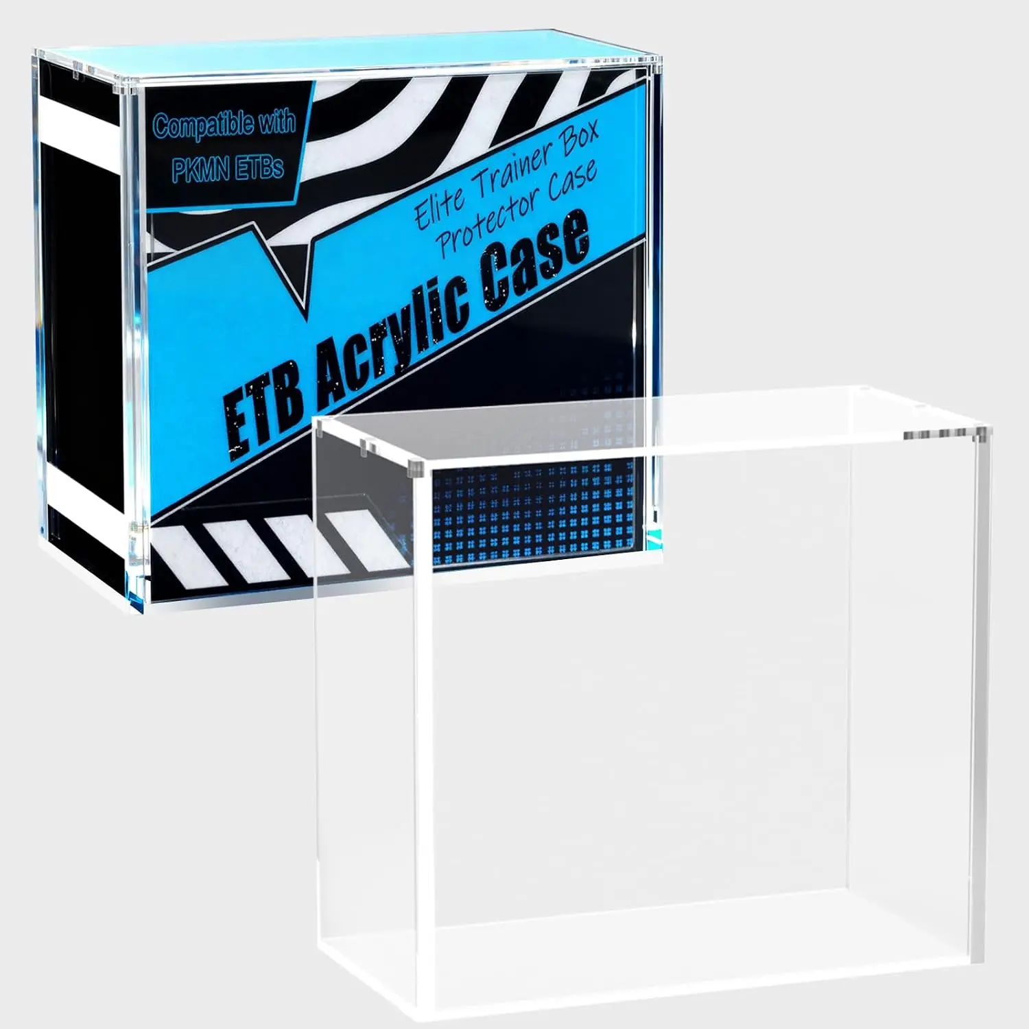 Clear Acrylic Display Case for ETB Elite Trainer Box, 8mm+5mm Thick Magnetic Closure, UV Scratch Resistant Stackable Dust-Resistant Holder, TCG Card Protector Storage Box for Trading Cards Sports Cards Collectibles, Great for Home Game Room Shelf Display