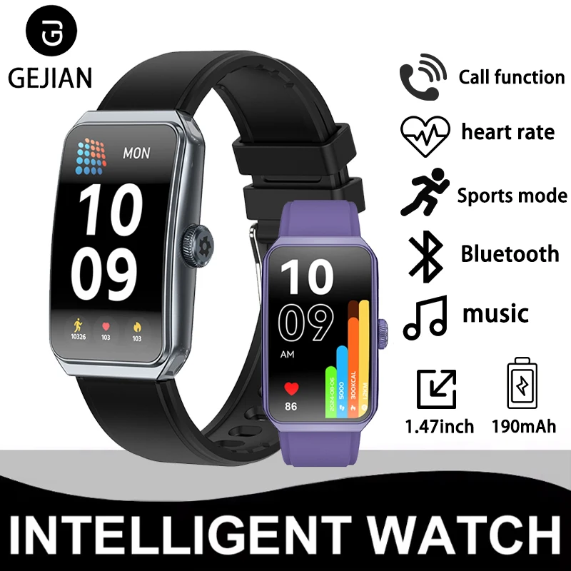 

GEJIAN новые мужские умные часы с Bluetooth 5.3, 1,47-дюймовый TFT-экран с разрешением 170*320, умные часы для пар с вызовом