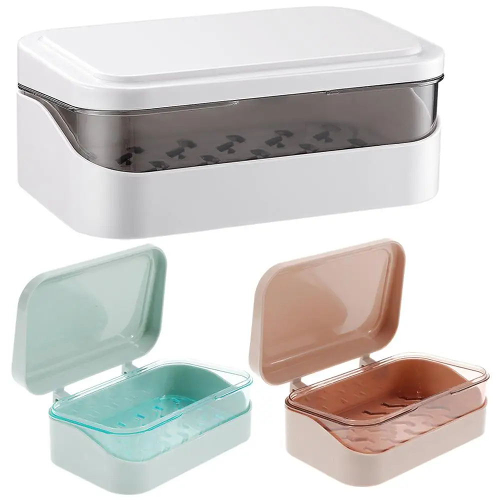 

3 Pcs Soap Holder Creative Drainage Soap Box Bathroom Supplies Portable Travel Container ABS Material Blue Color