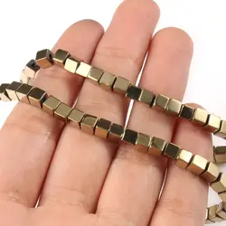 2/3/4mm Rainbow Bronze Hematite Natural Stone Square Cube Loose Spacer Beads for Jewelry Making Diy Necklace Bracelet