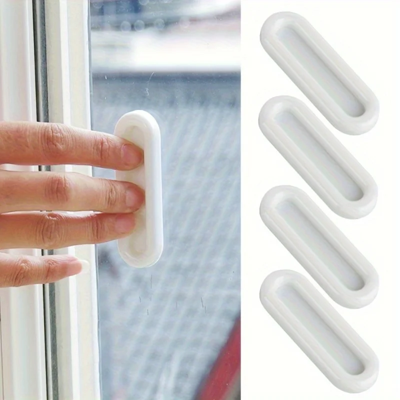 8pcs Self-adhesive Door Handles For Window, Cabinet Drawer Wardrobe Sliding Door Handle, Glass Non-slip Grip Handles