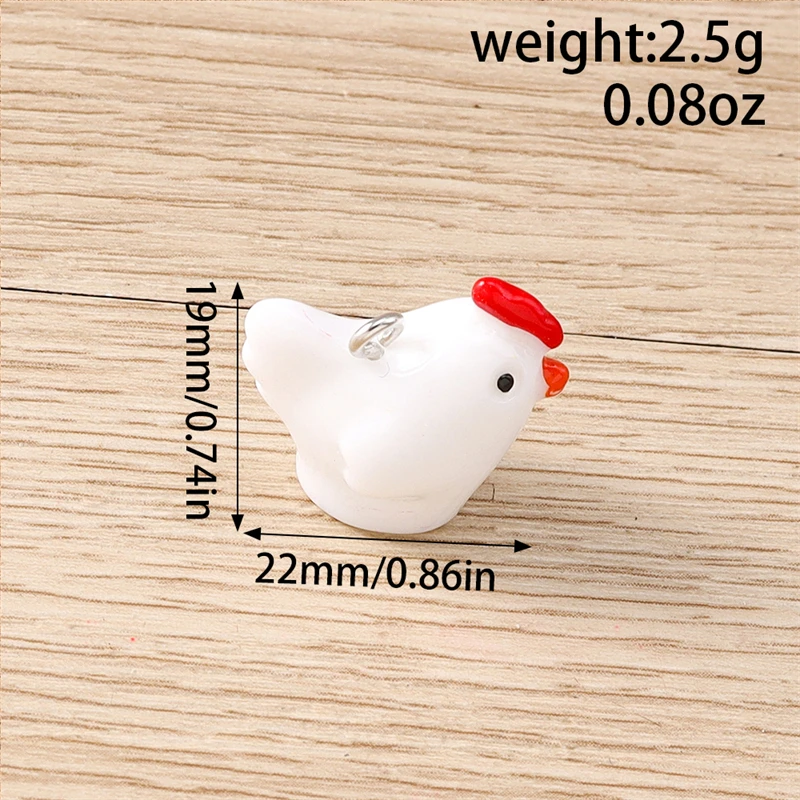 10 Stück 22 x 19 mm Cartoon-Harz Tier Hahn Hahn Charms Anhänger für die Herstellung von DIY Tropfen Ohrringen Halsketten Armband Schmuckzubehör – Detail 1