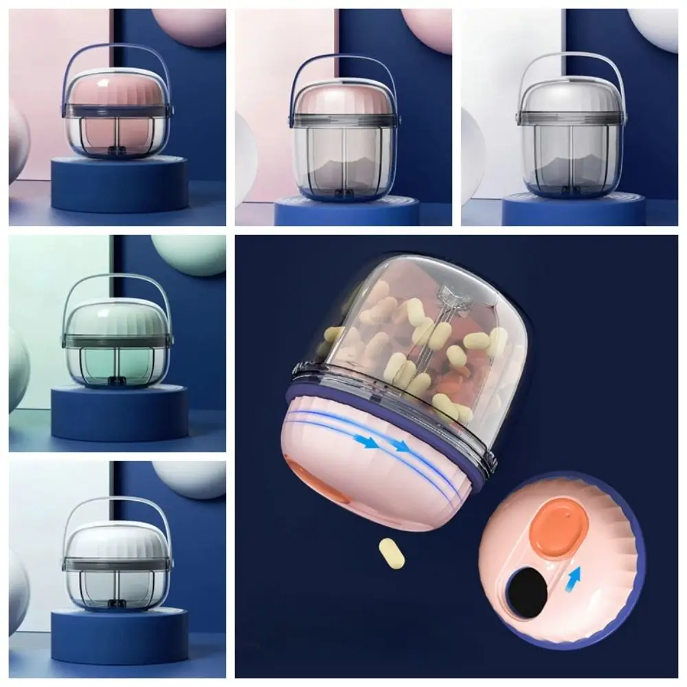 

4 Grids 7 Day Pill Box Transparent Handle Storage Box Mini Pill Box Portable Convenient Medicine Packaging Box