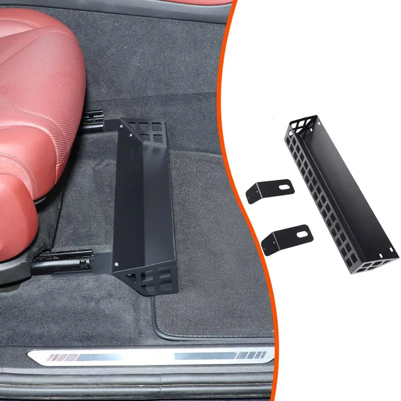 

1 piece set Aluminum alloy black For BMW X5 G05 2019+ car co-driver seat under storage basket interior modification accessories