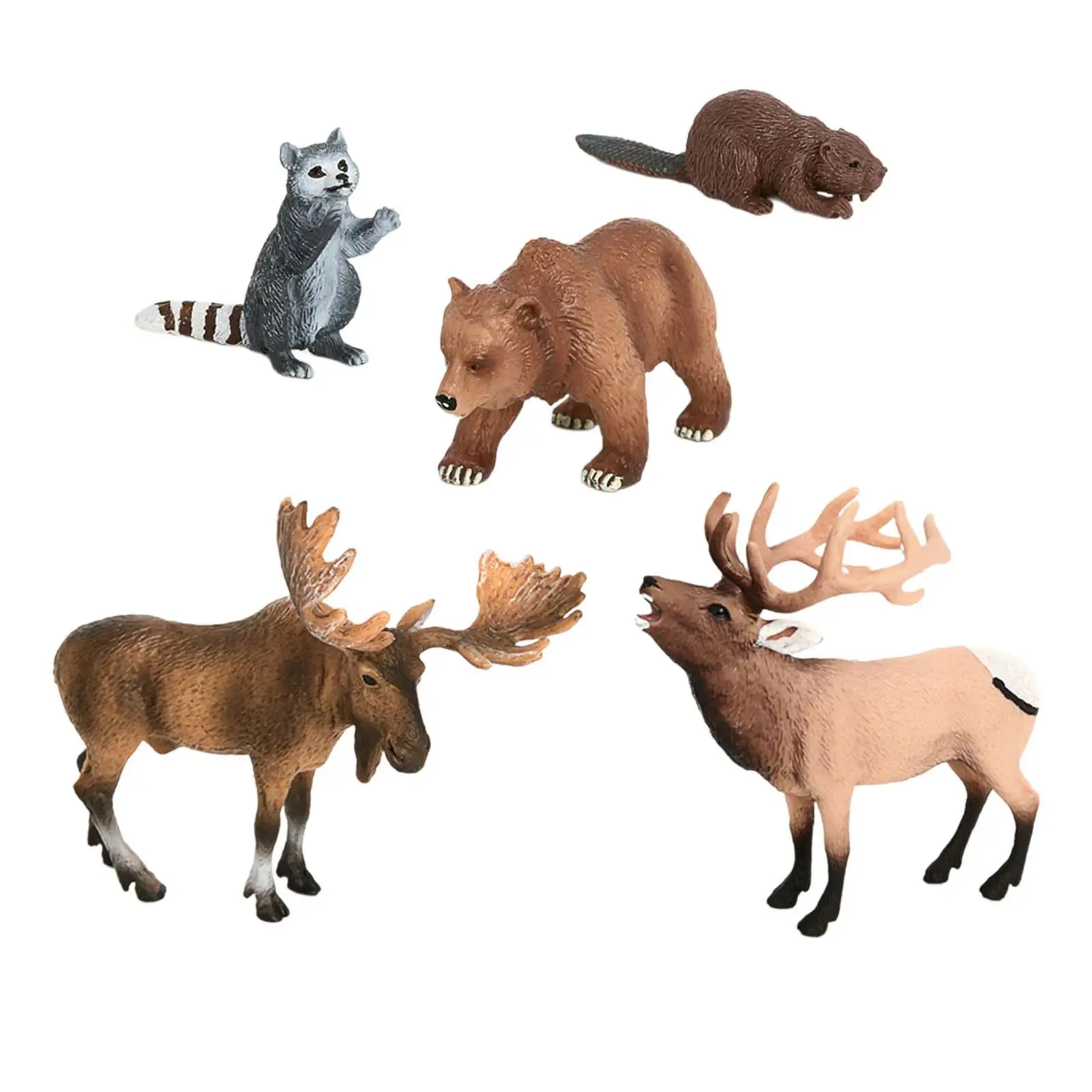 5 Pieces Animals Figurines Playset Woodland Animals Model for Birthday Table