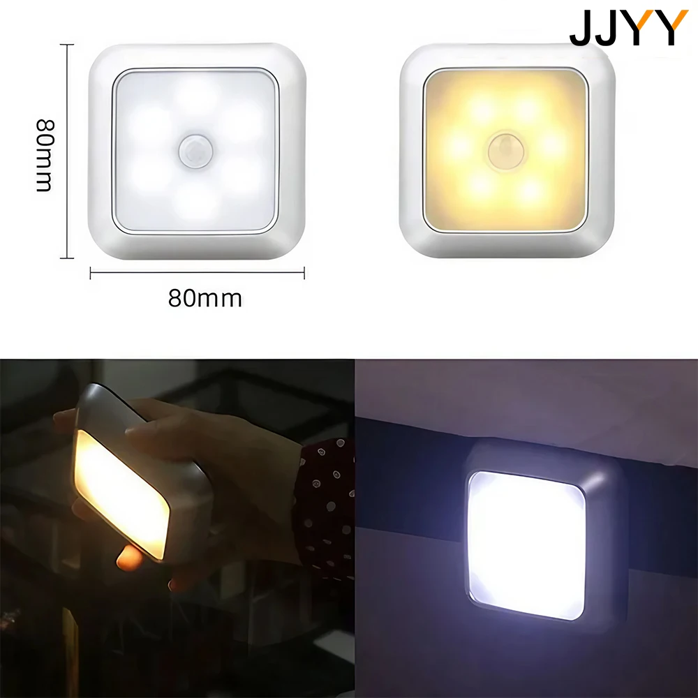 JJYY lampu malam LED Sensor, lampu malam cocok untuk lemari, lampu samping tempat tidur, toilet, tangga, kamar tidur, koridor rumah