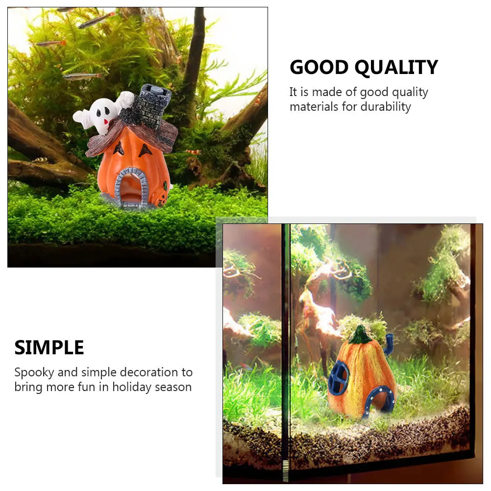 3 قطعة منزل اليقطين حوض السمك زخرفة هالوين خزان الأسماك ديكور دائم الراتنج لا ضرر تصميم اليقطين الديكور #1