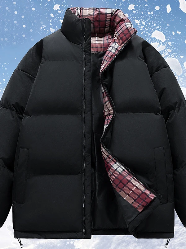 

Американская ретро-куртка в клетку, двусторонняя, из хлопка, женская, зимняя, маленького размера, утепленная, теплая, хлопковая, пуховик, верхняя одежда