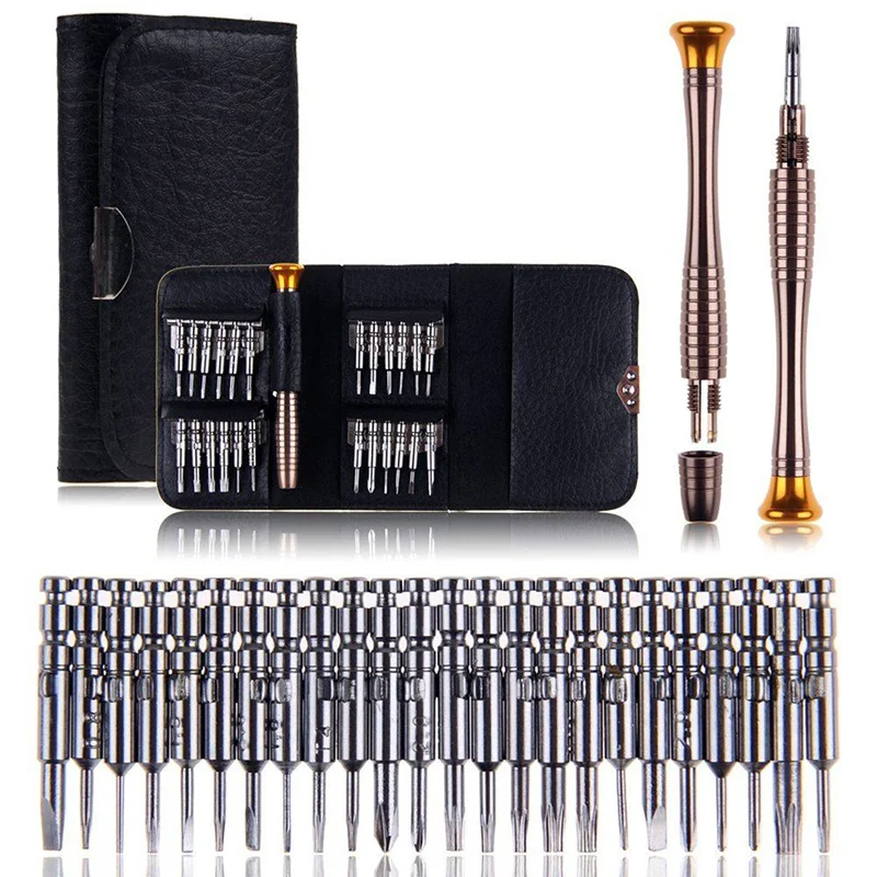 Destornillador de precisión torx 25 en 1, juego de herramientas manuales de precisión para teléfonos móviles, brocas para destornillador,