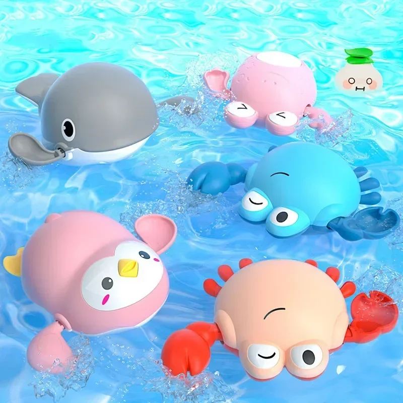 Juguetes de baño de verano para niños, muñecas de natación con mecanismo de relojería, juego de agua para bebés, baño divertido, ducha, bañera, juguetes de animales