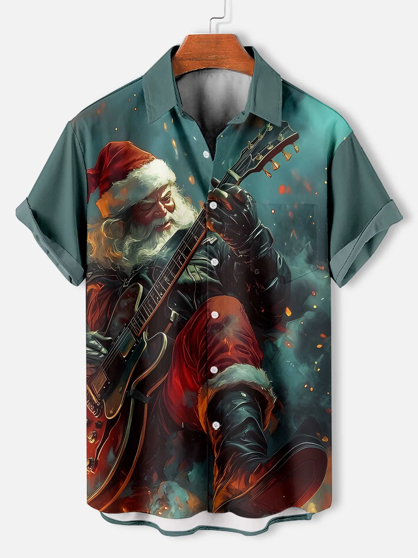 Men's Shirts 3D Christmas Printed Clothes Funny Button Short Sleeve Streetwear Shirt For Men Santa Claus Pattern Daily Clothing