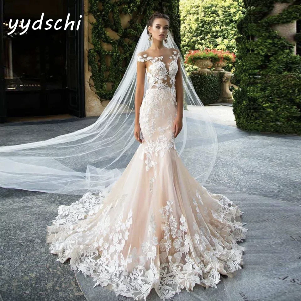 

Женское свадебное платье-Русалка It's yiiya, белое кружевное платье с V-образным вырезом и открытой спиной на лето 2023