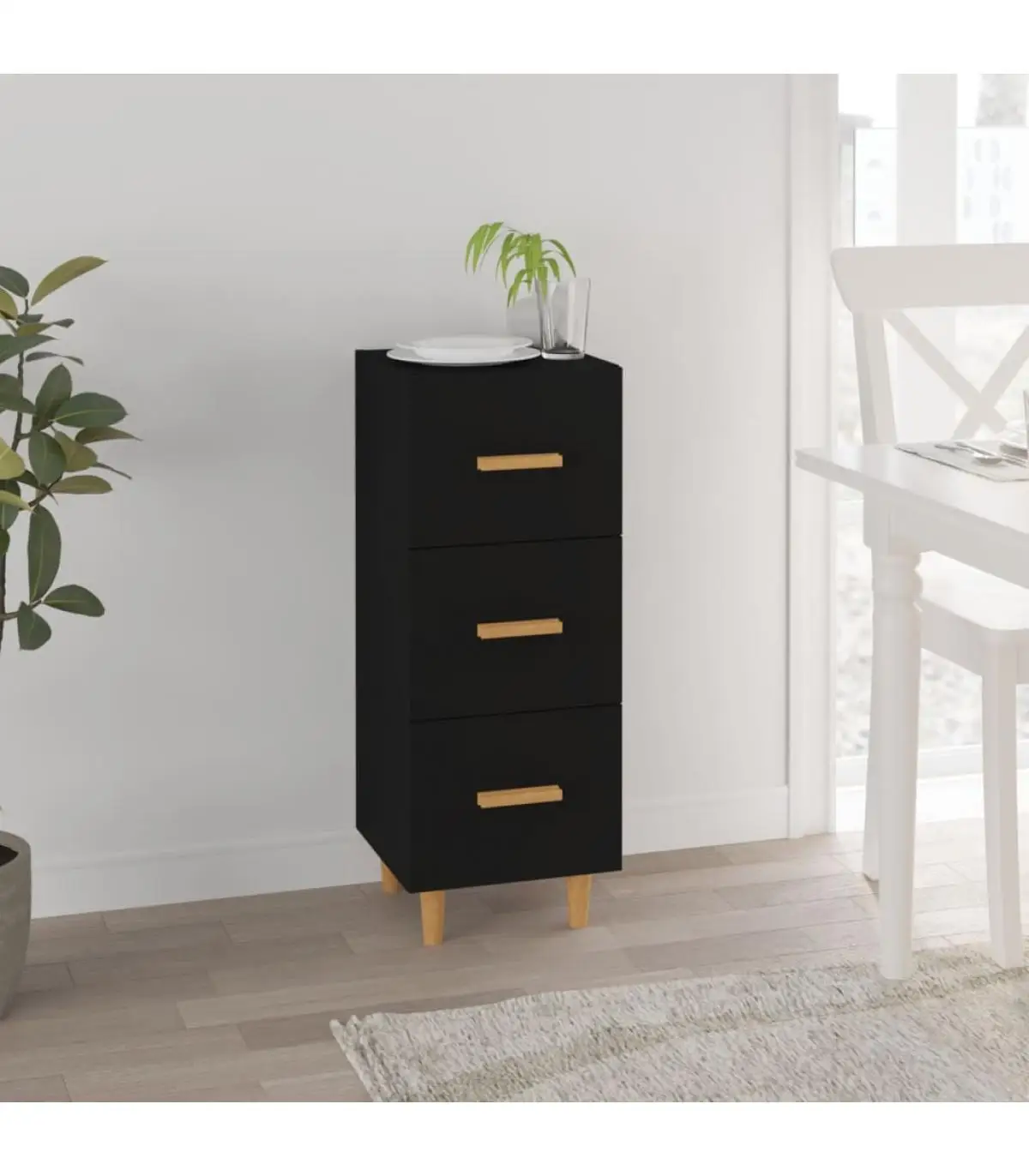 34,5x34x90 cm black plywood sideboard