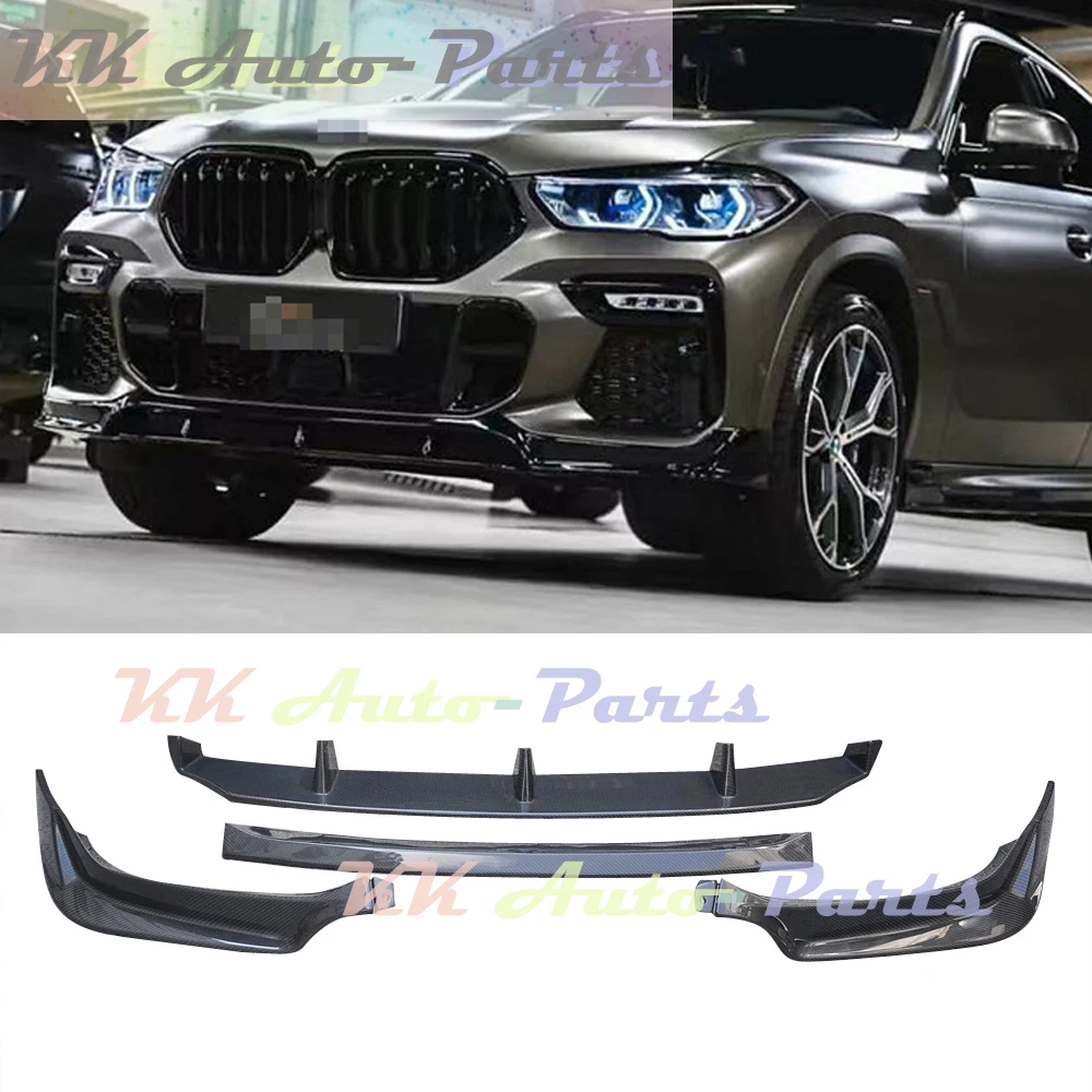 4pcs/set Carbon Fiber Front Bumper Lip Spoiler Splitters For BMW X6 G06 M SPORT Car Styling Auto Tuning