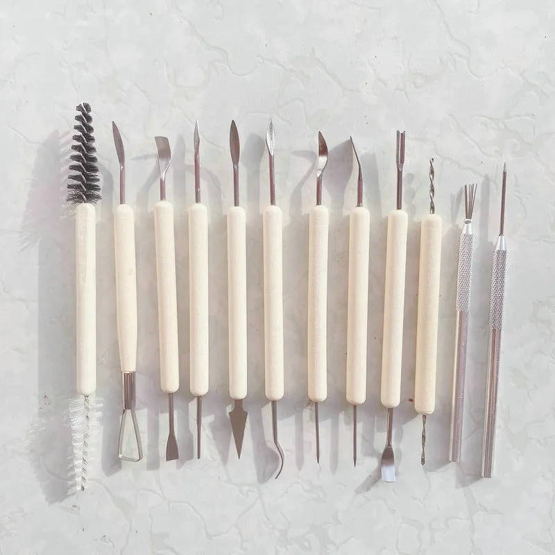 12szt Narzędzia do rzeźbienia w glinie Ceramiczne narzędzia do cięcia gliny polimerowej Rzemiosło Dwustronne narzędzia do rzeźbienia Formowanie ceramiczne Rzeźbienie