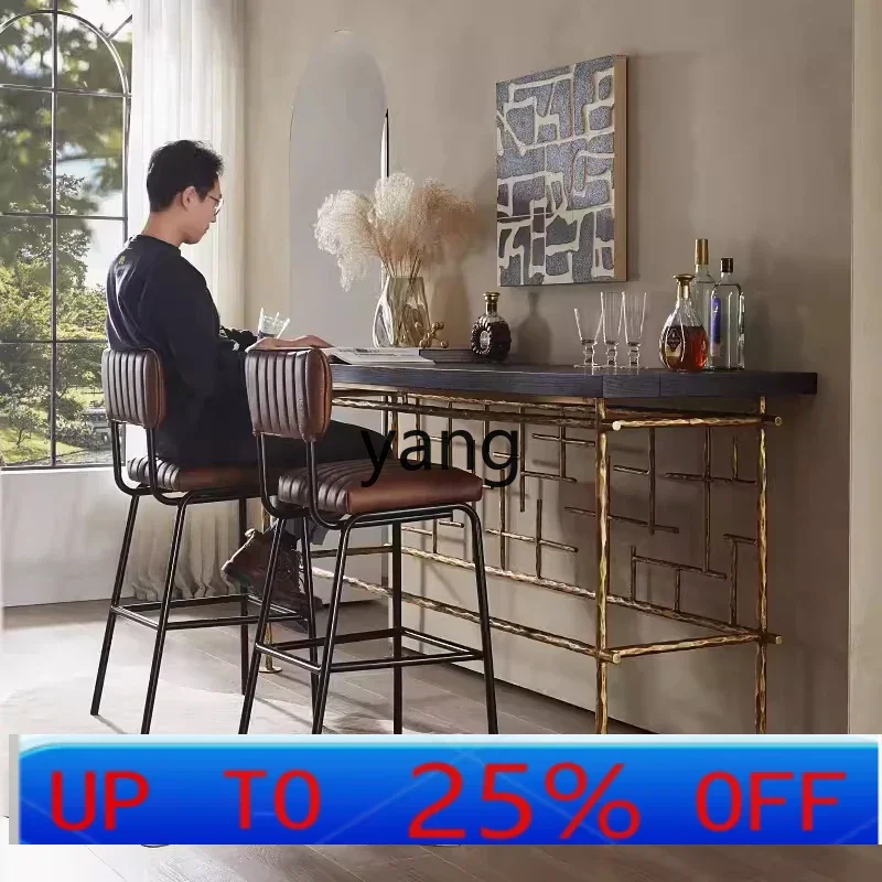 LMMhand-forged retro old bronze wrought iron long table