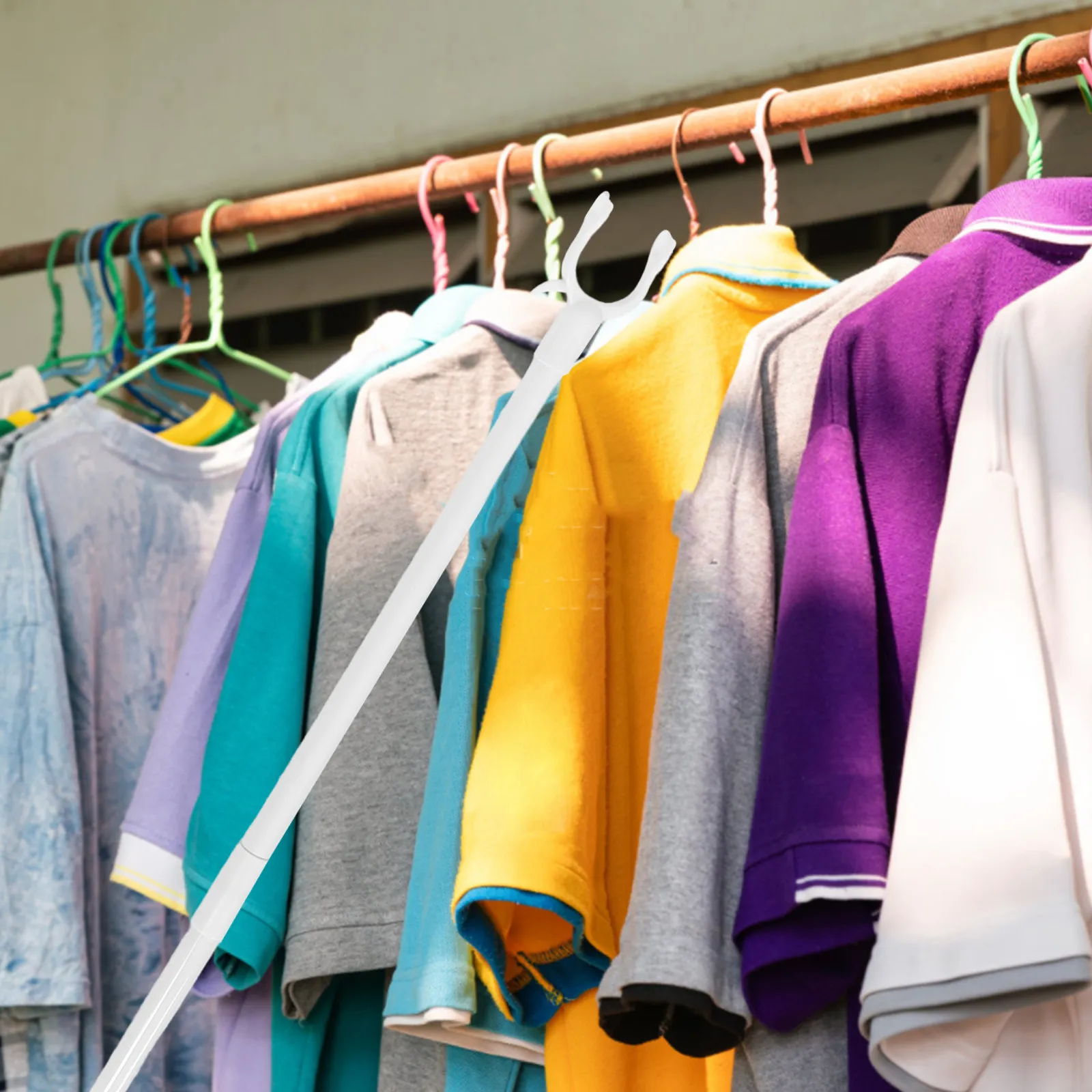 

Detachable Clothesline Pole for Long Reach Clothes Drying Stick Household Sturdy Clothesline Rod Closet Hanging Support