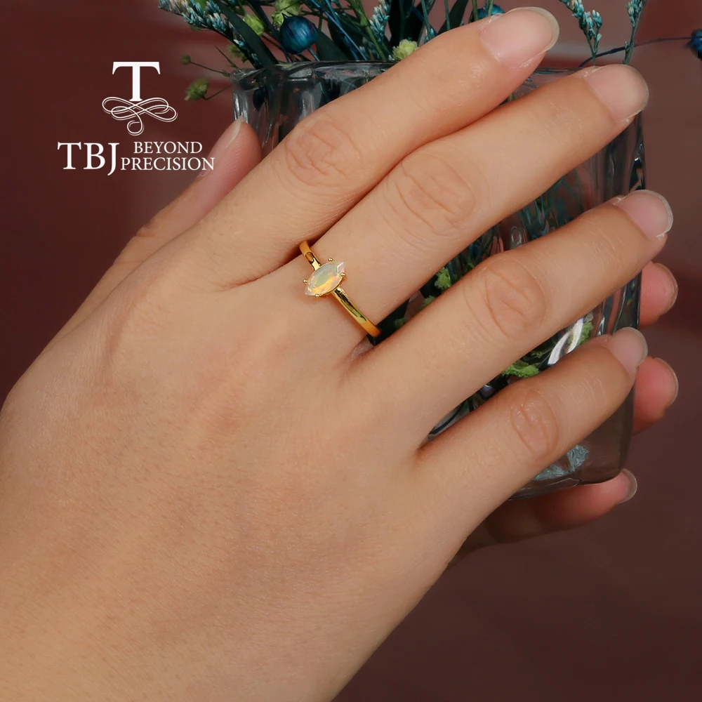 2026, Simple colorful October Birthstone Natural Opal Gems S925 silver ring Fashion ladies and girls daily wear exquisite gifts - view 3