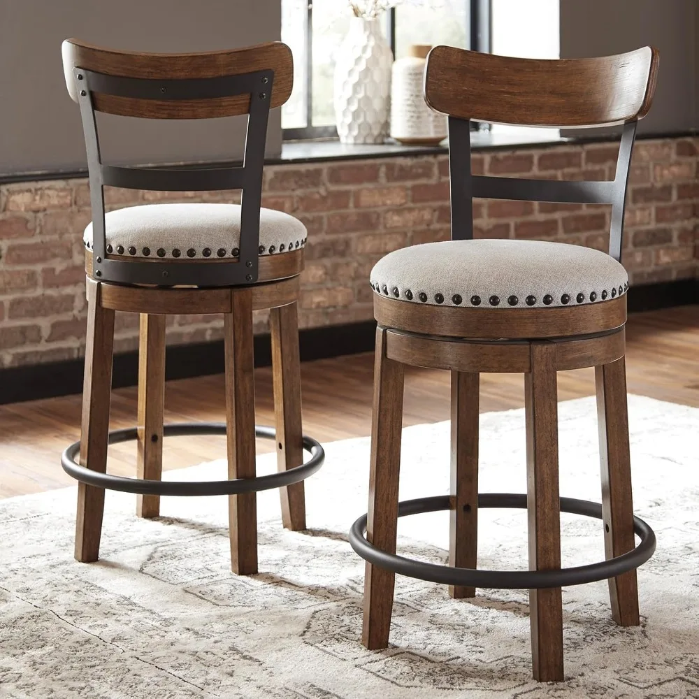 

Rustic Farmhouse 24.5” Counter Height Swivel Bar Stool, Brown