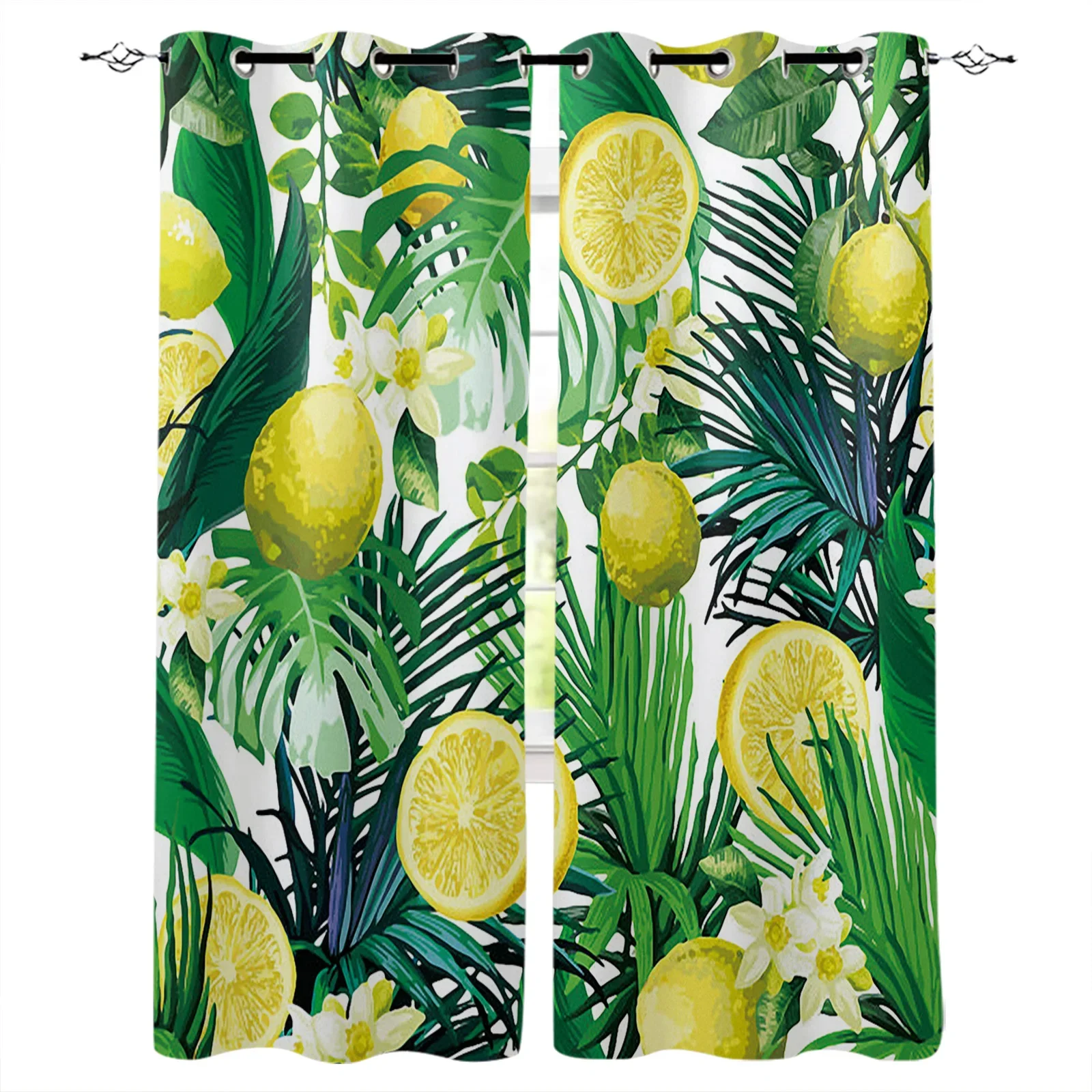 

Lemon Flowers Tropical Leaves Window Curtains for Living Room Bedroom Kitchen Modern Curtains Home Decoration Drapes Blinds