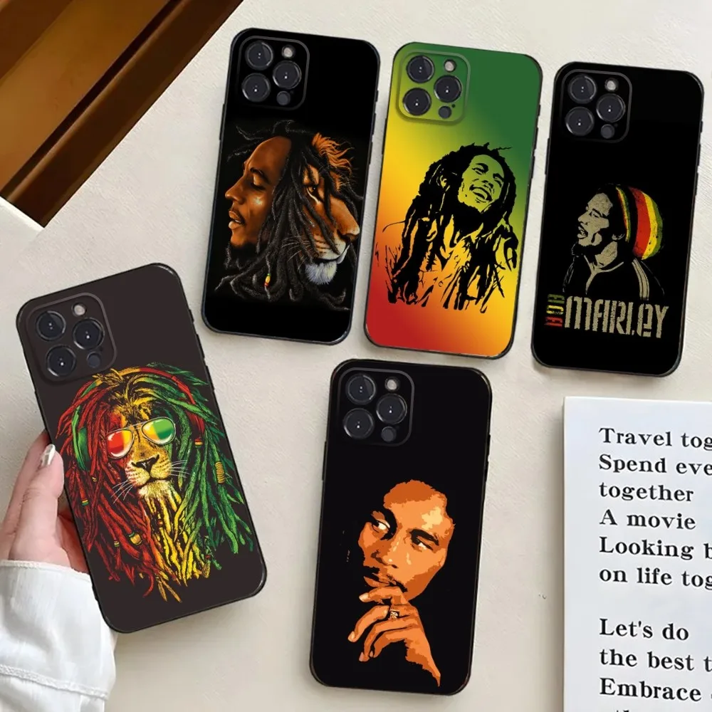 Rasta Lion Bob Marley Phone Case For iPhone 16,15,14,13,12,11,Pro,X,XS,Max,XR,Plus,Mini Black Silicone Soft case