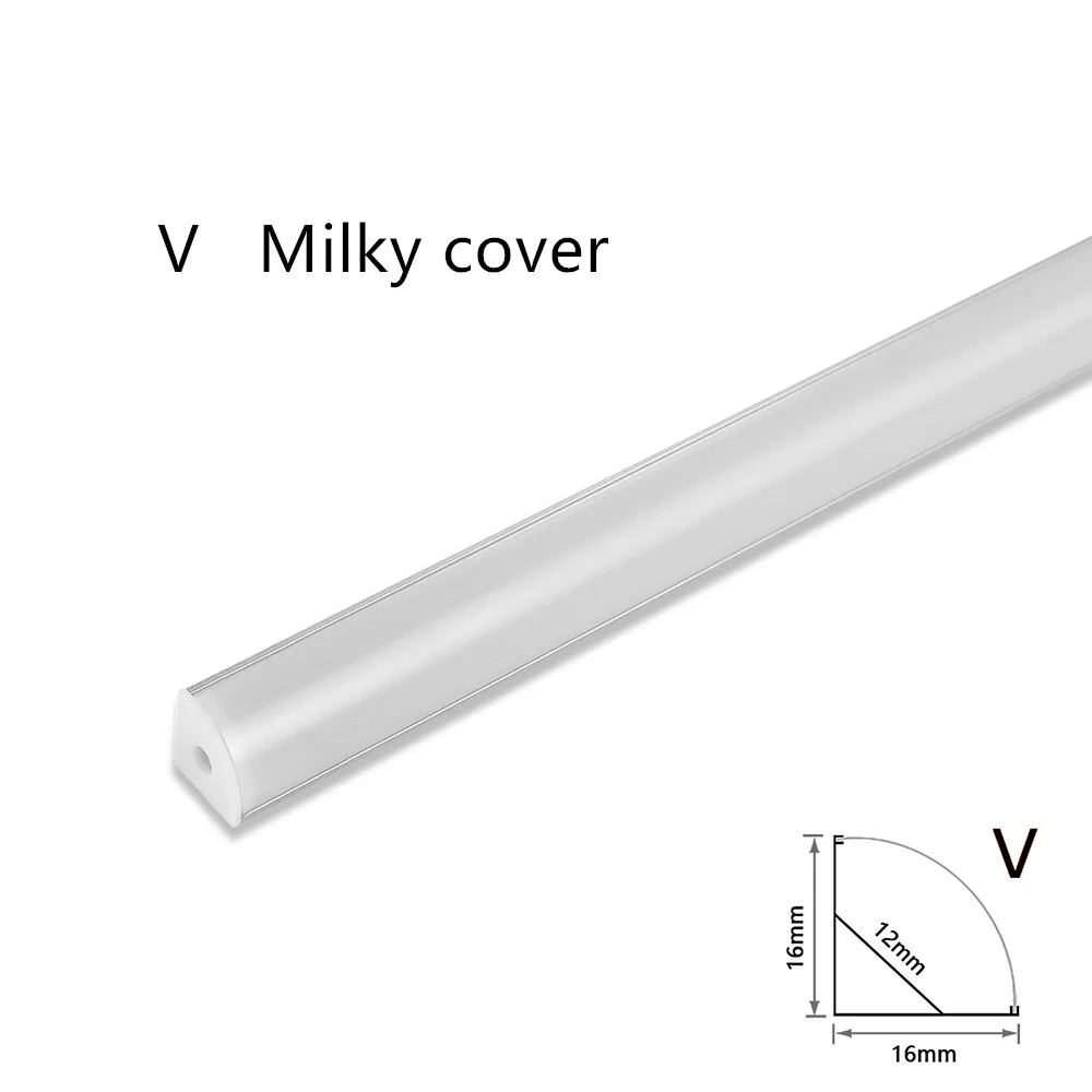 LED 50cm Aluminium Channel for Led Strip V/U Shape Aluminum Profile with Diffuser Milky PC Cover,LED Bar Strips Light Holder